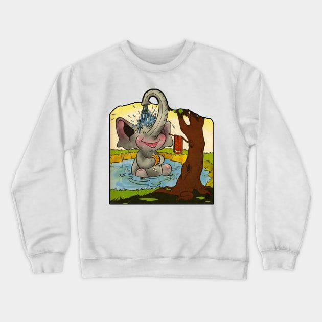 Cute vintage baby elephant having a wash design Crewneck Sweatshirt by Captain-Jackson